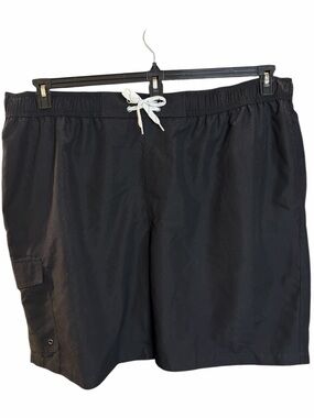 St. John's Bay Men’s Black Swim Trunks with White Drawstring. NWT.  Size 4X